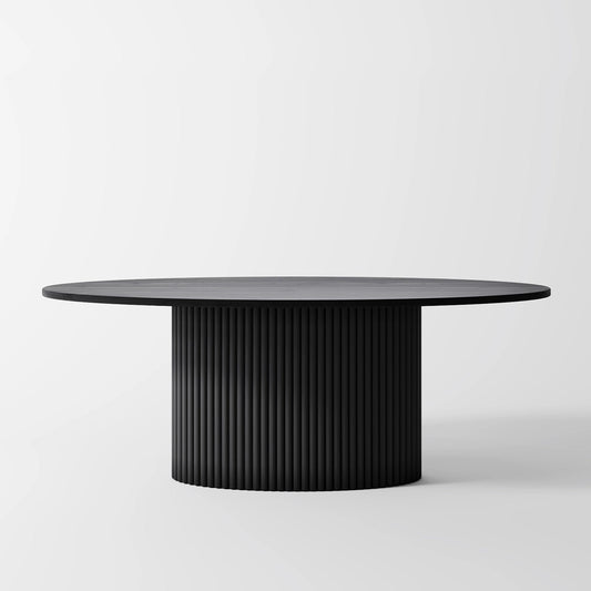 Minimalist Grand Pedestal Table with Bold Vertical Fluted Texture