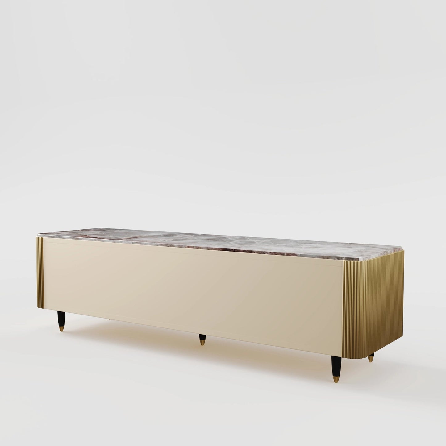 The Regent Console: Premium Brass and Stone Cabinet