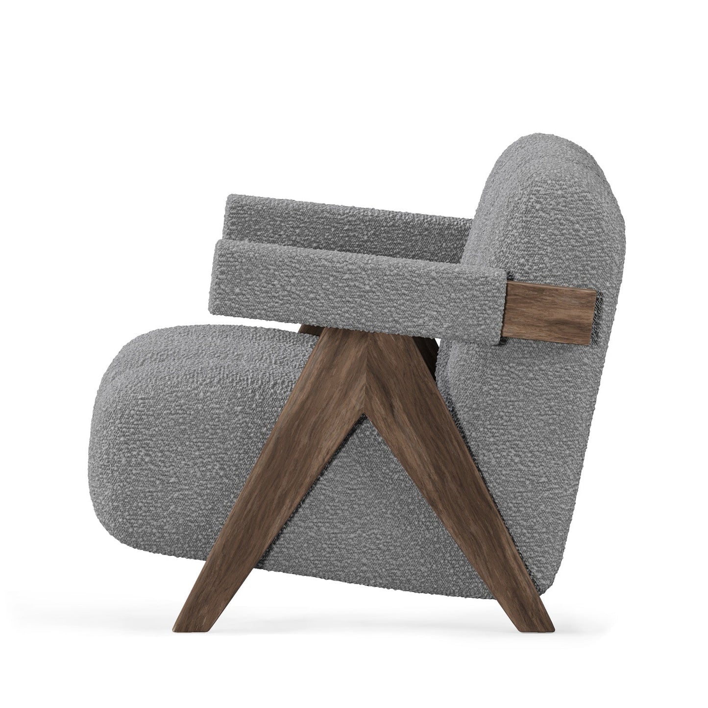 Sculptural Three-Panel Accent Chair with Tapered Walnut Legs