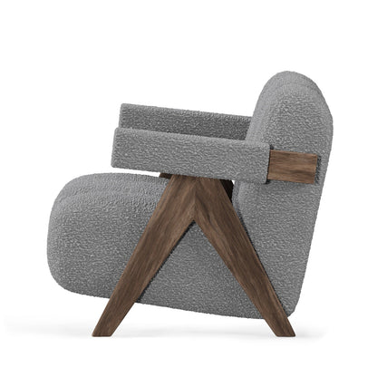 Sculptural Three-Panel Accent Chair with Tapered Walnut Legs