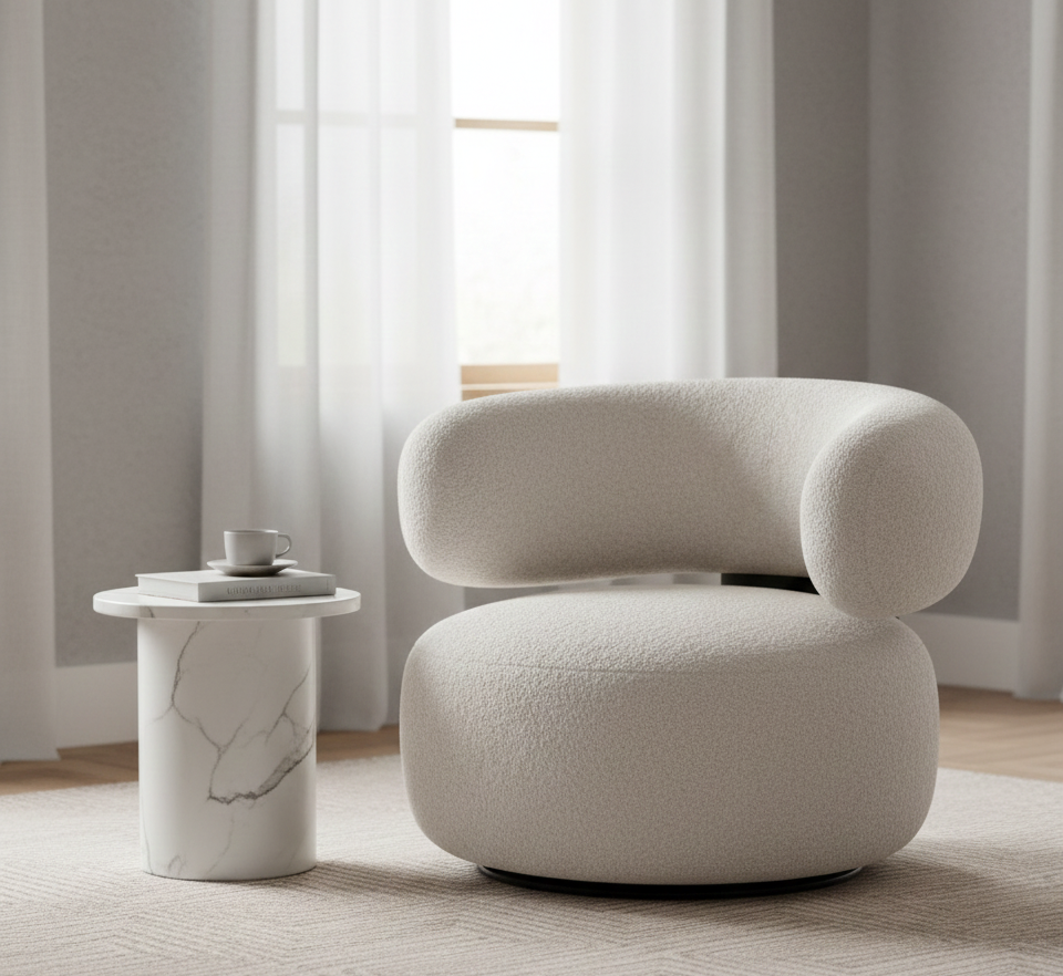 Celeste Boucle Swivel Armchair