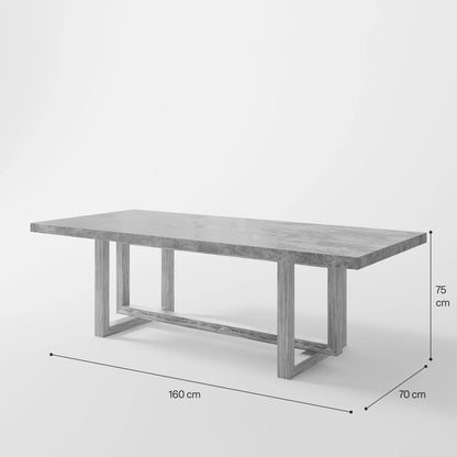 The Strata Table: Modern Minimalist Dining Table in Grey Stone and Oak