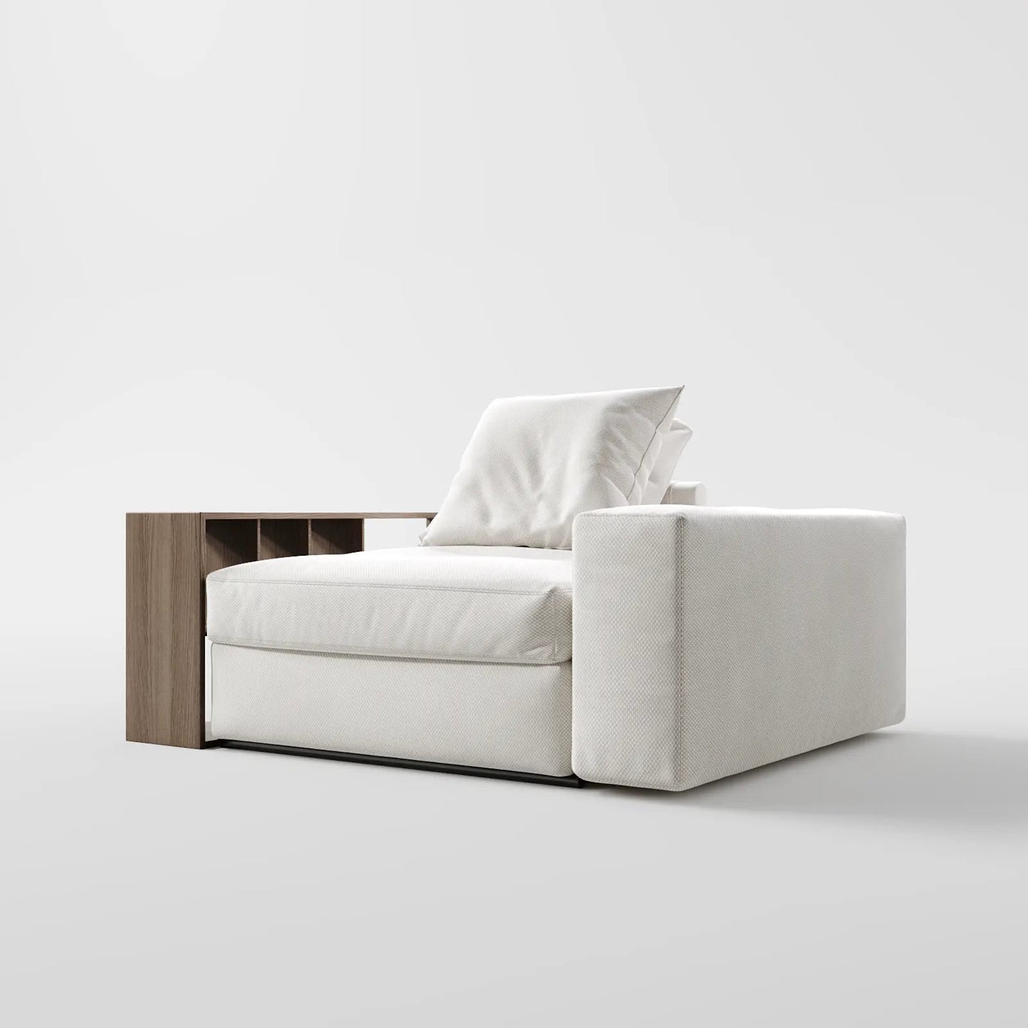 Contemporary Low-Profile Club Chair with Integrated Side Storage