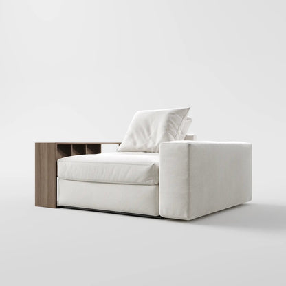 Contemporary Low-Profile Club Chair with Integrated Side Storage