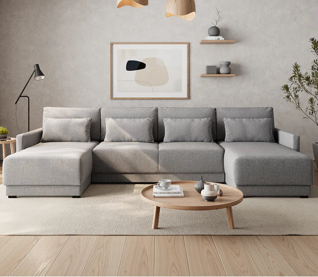 Artisan Slate U-Shaped Sectional Sofa Bed