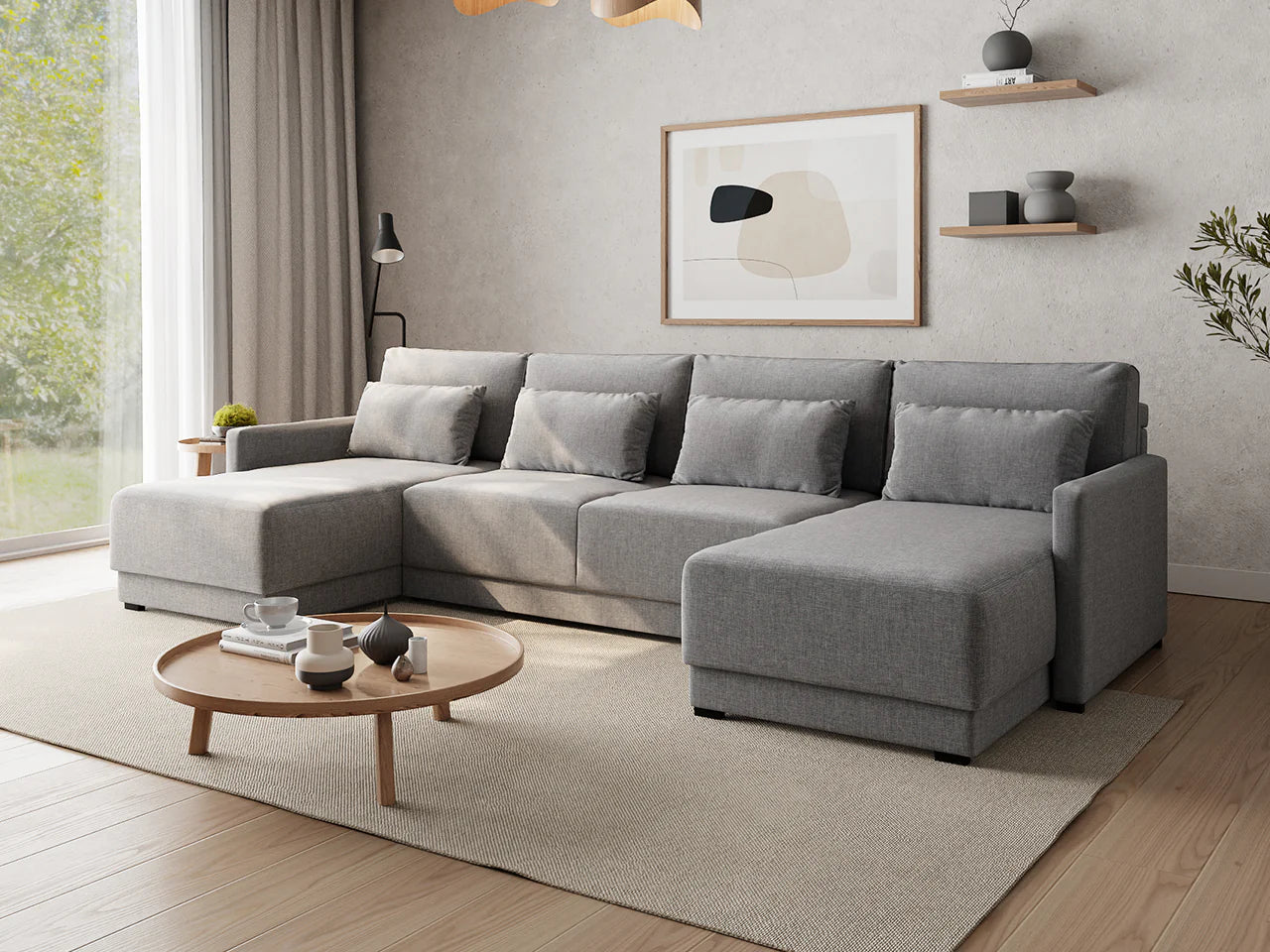 Artisan Slate U-Shaped Sectional Sofa Bed