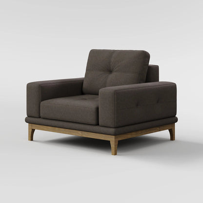 Contemporary Low-Profile Club Chair with Sculptural Wood Frame