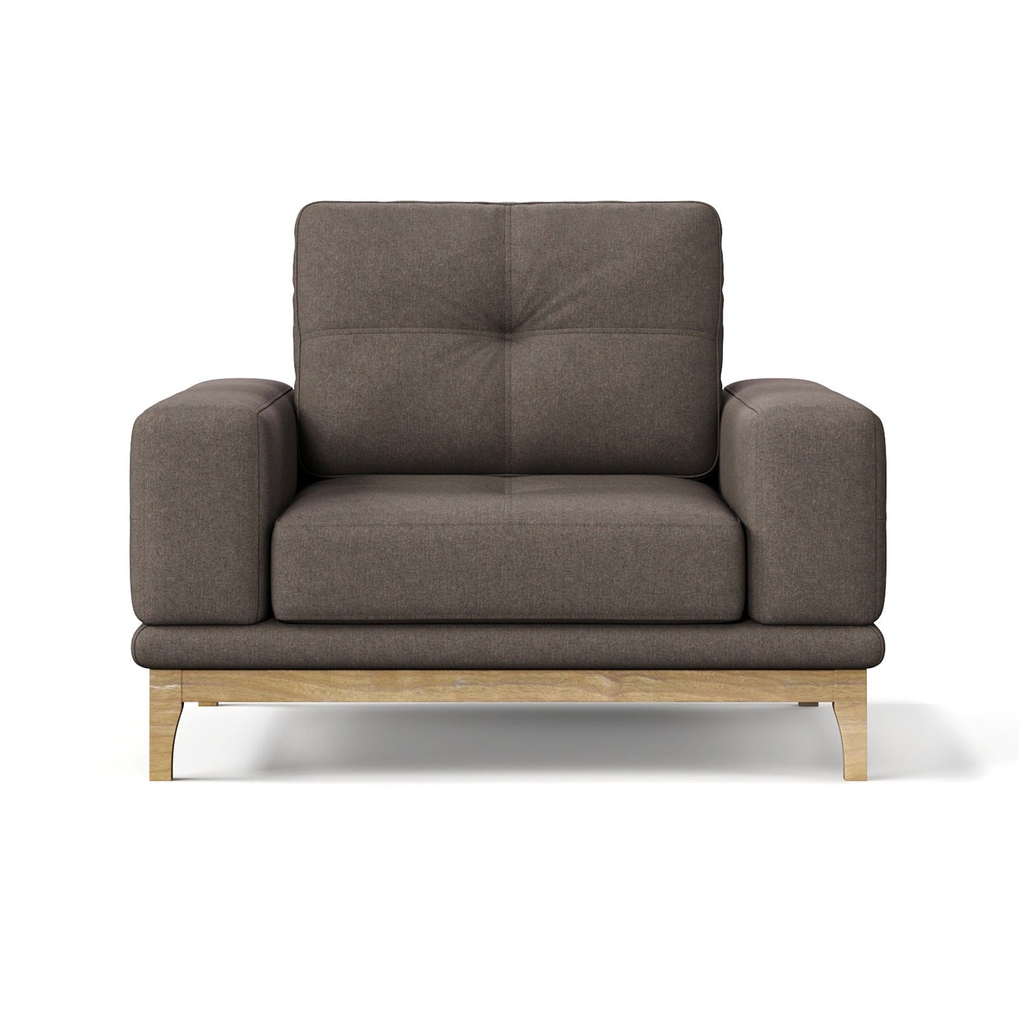 Contemporary Low-Profile Club Chair with Sculptural Wood Frame