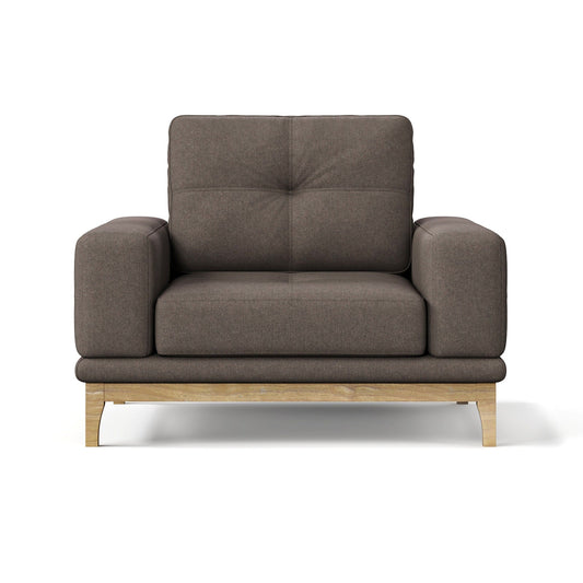 Contemporary Low-Profile Club Chair with Sculptural Wood Frame