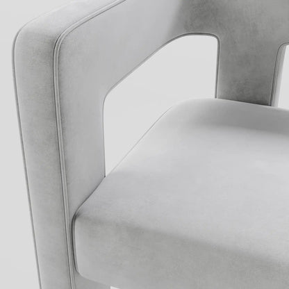 Modern Linear Accent Chair with Sculptural Pillar Frame