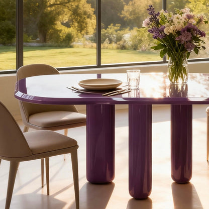 The Aurum Pillar Table: Modern Marble Top with Three Gleaming Brass-Tone Supports