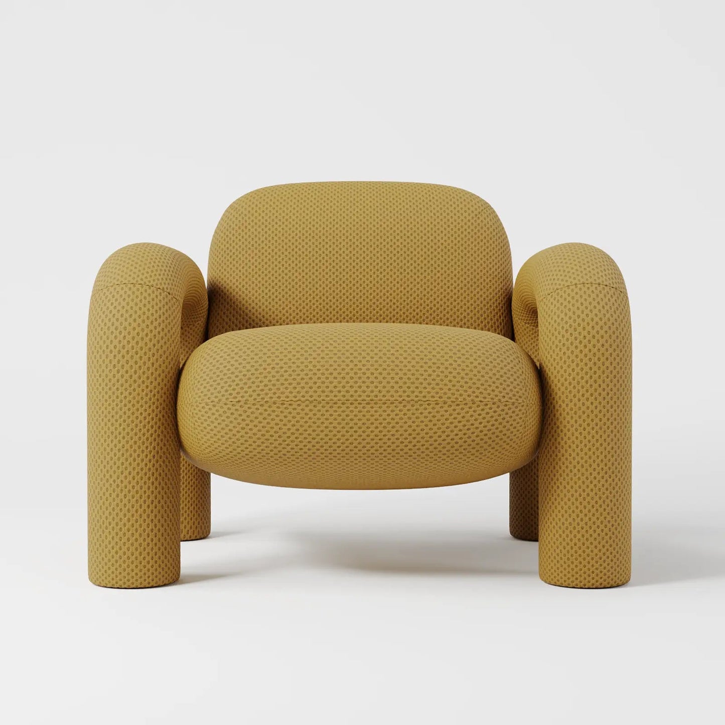 Modern Royal Blue Lounge Chair with Oversized Cylindrical Legs