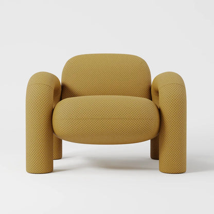 Modern Royal Blue Lounge Chair with Oversized Cylindrical Legs