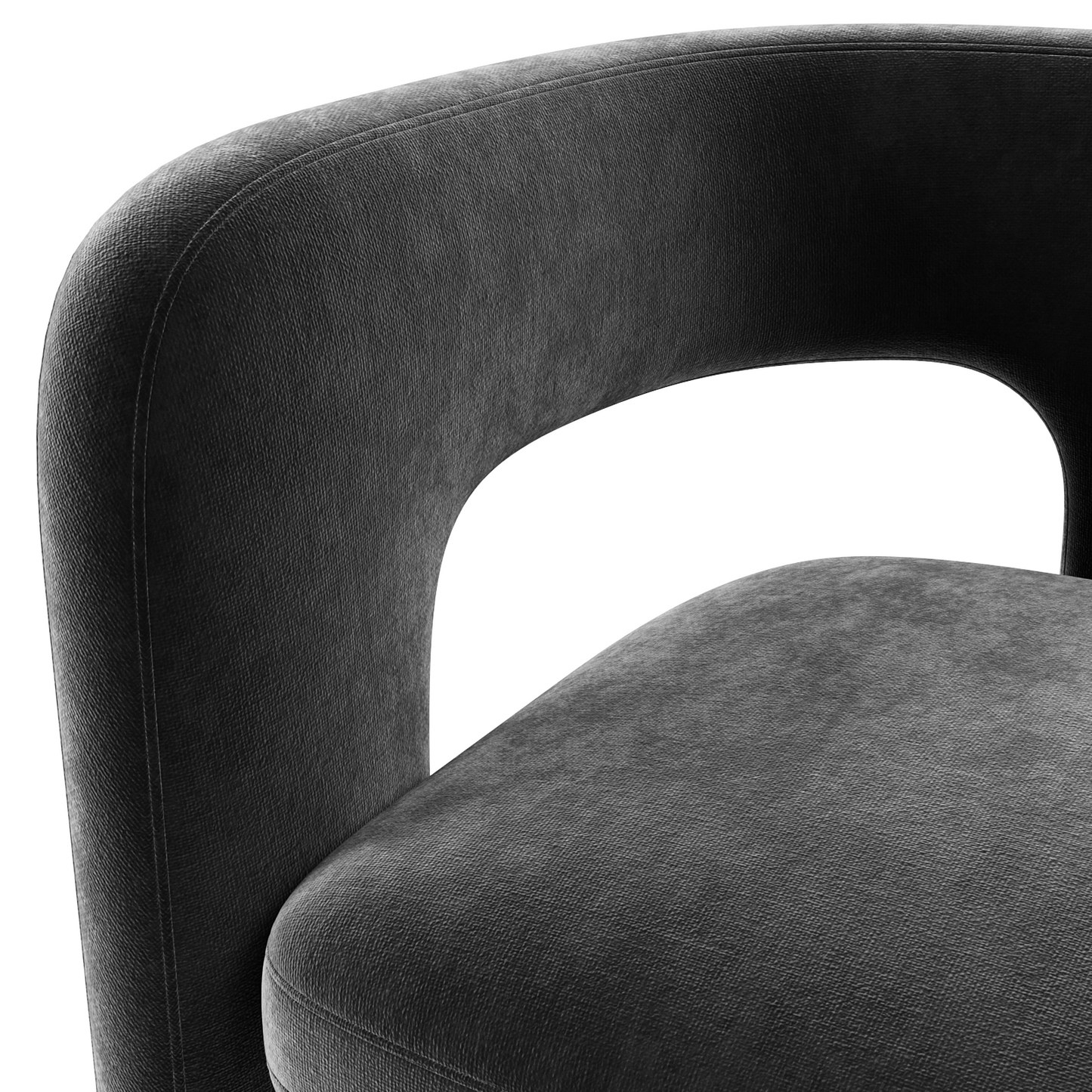The Tiber Lounge: Modern T-Frame Sculptural Chair in Onyx Velvet
