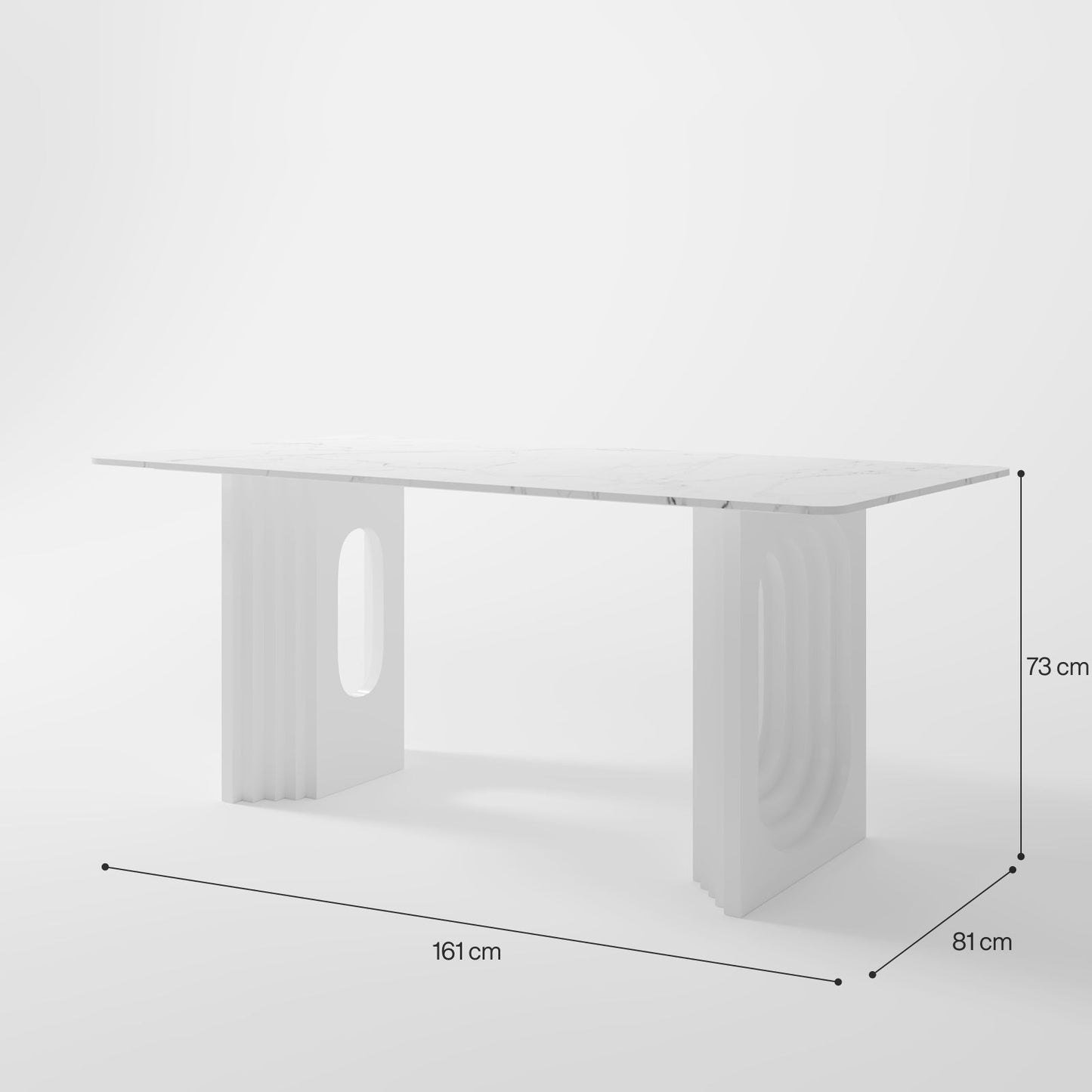 The Columnar Dining Table: Minimalist All-White Monolithic Piece in Marble