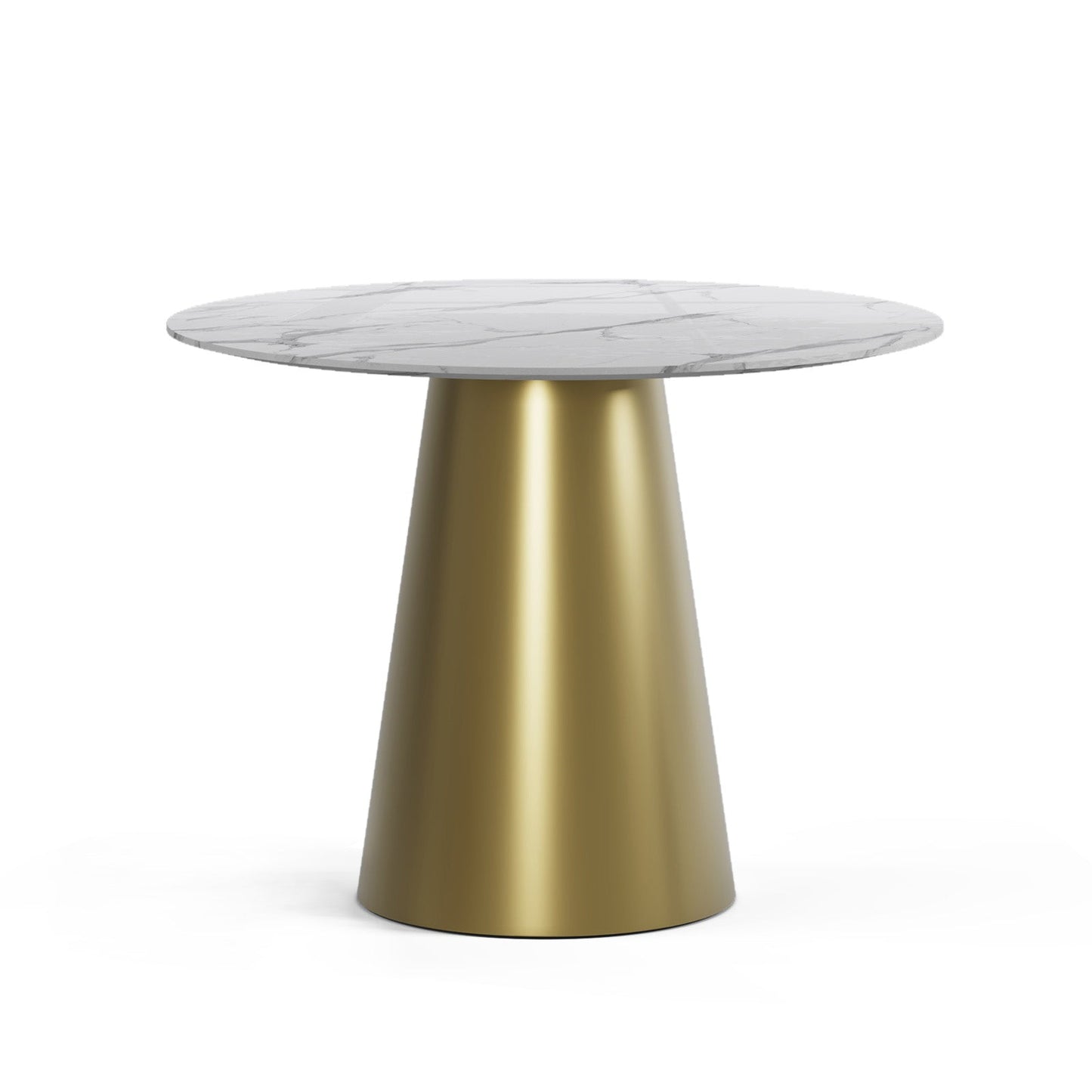 The Verona Marble Table: Modern Sculptural Centerpiece with Tapered Cross-Legs