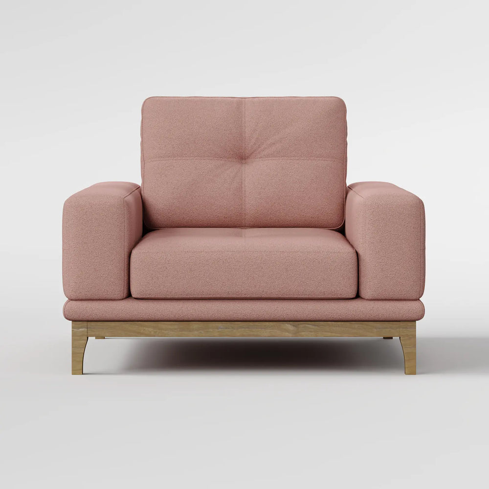 Contemporary Low-Profile Club Chair with Sculptural Wood Frame