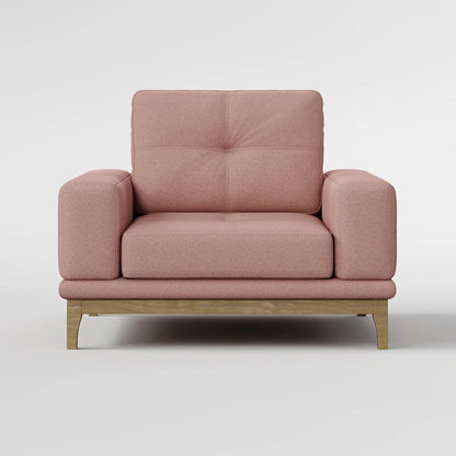 Contemporary Low-Profile Club Chair with Sculptural Wood Frame