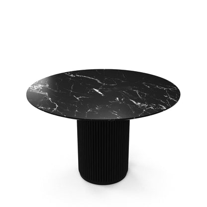 The Carrara Bistro: Modern Round Table with Textured Onyx Column