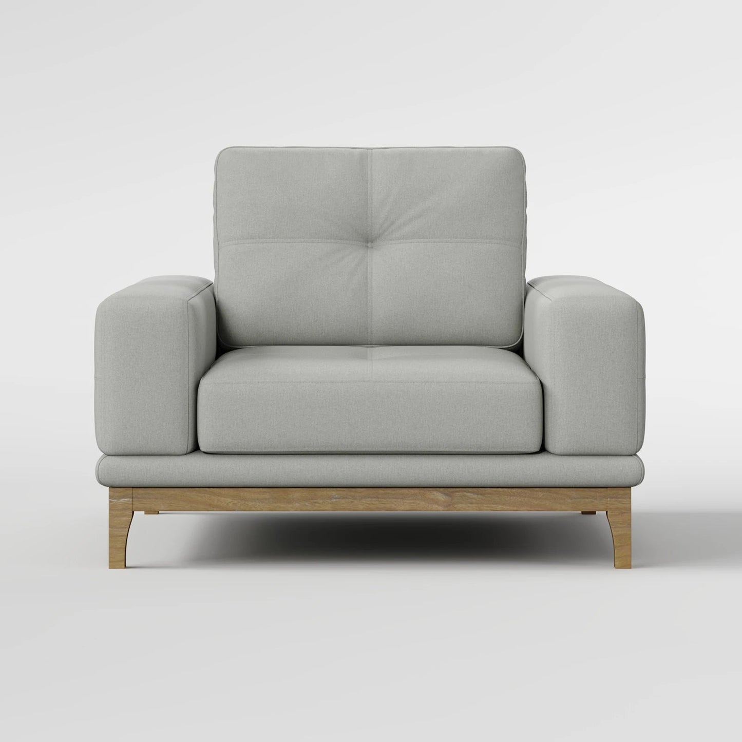 Contemporary Low-Profile Club Chair with Sculptural Wood Frame