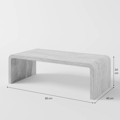 The Erosion Waterfall: Modern Travertine Centerpiece with Seamless Curved Stone Support