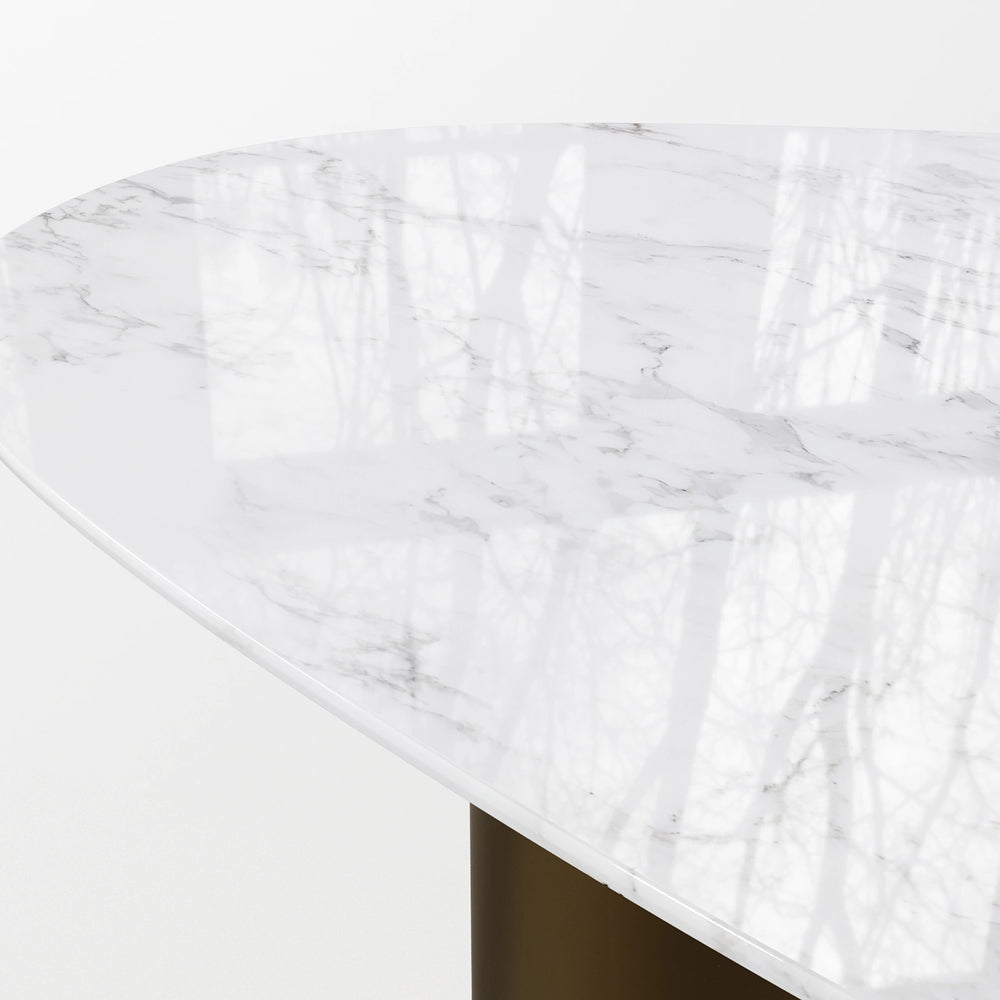 The Cone-Base Marble Table: Modern Sculptural Centerpiece with Conical Support