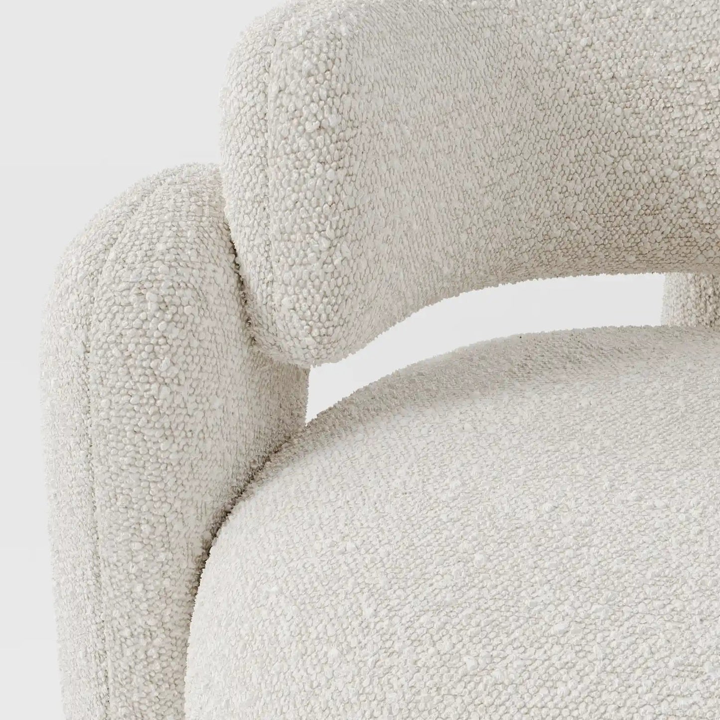 Modern White Bouclé Lounge Chair with Oversized Pillar Legs