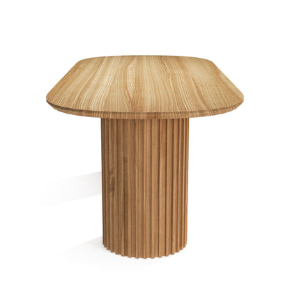 The Augustus Oval Table: Modern Architectural Centerpiece in Fluted Oak