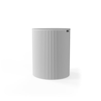 The Tambour Column: Modern High-Profile Ribbed Wood Pedestal Table