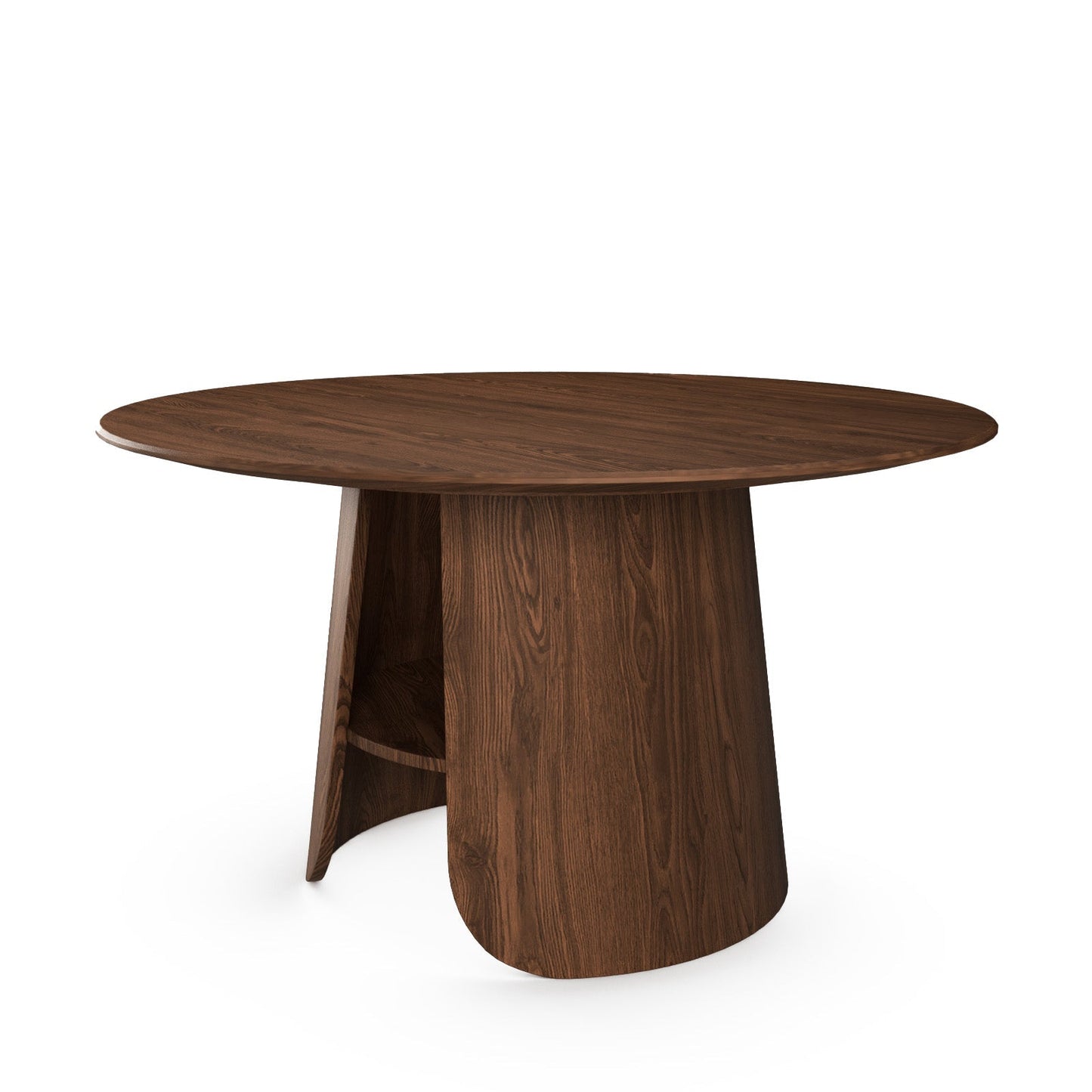 Contemporary Round Natural Oak Dining Table with Fluted Pedestal Base