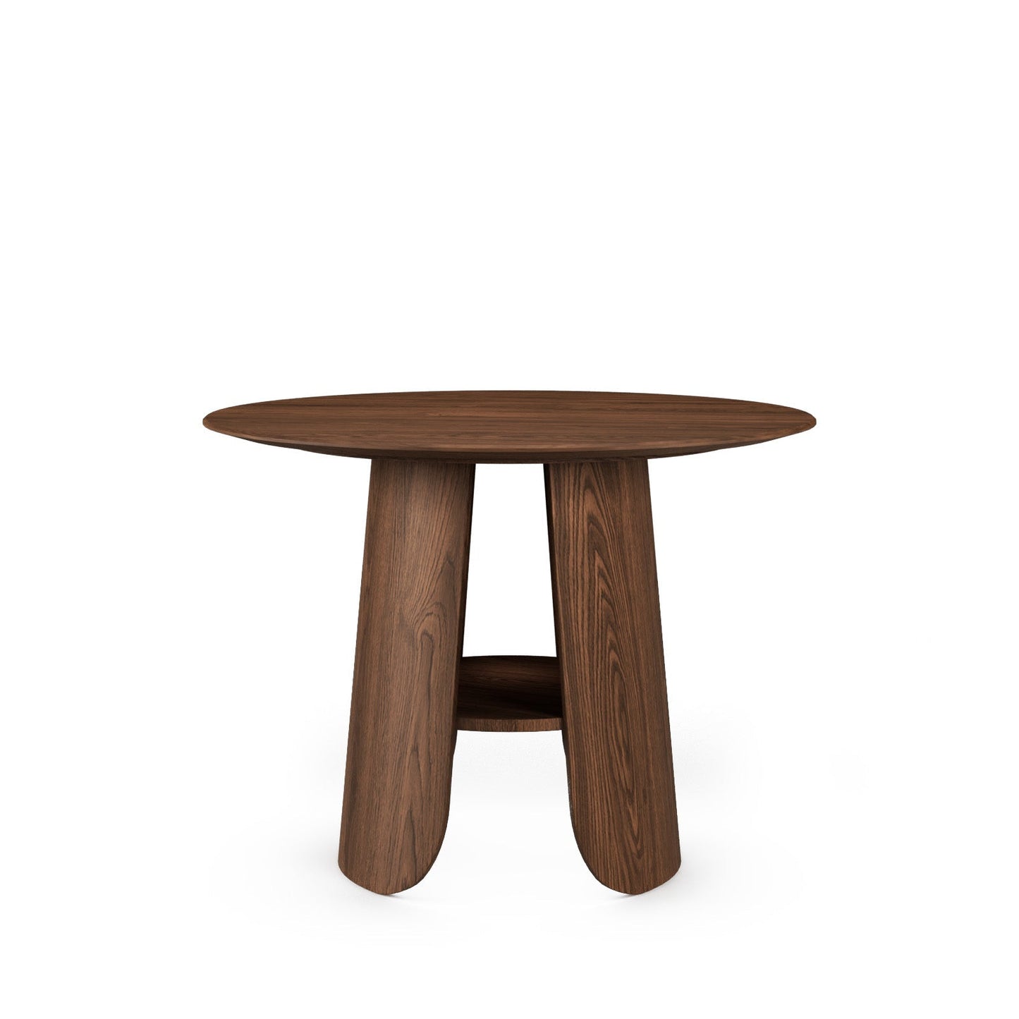 Contemporary Round Natural Oak Dining Table with Fluted Pedestal Base