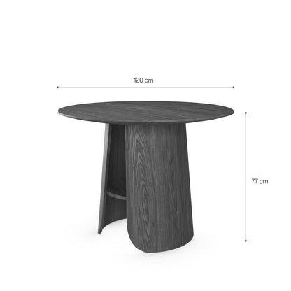 Contemporary Round Natural Oak Dining Table with Fluted Pedestal Base