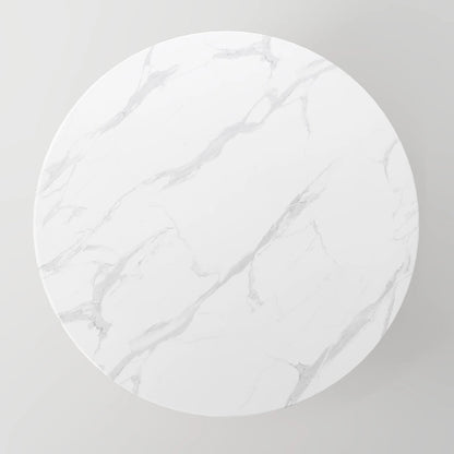 The Verona Marble Table: Modern Sculptural Centerpiece with Tapered Cross-Legs