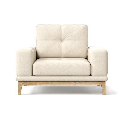 Contemporary Low-Profile Club Chair with Sculptural Wood Frame