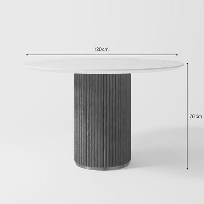The Carrara Bistro: Modern Round Table with Textured Onyx Column