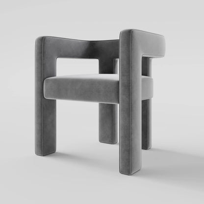 Modern Linear Accent Chair with Sculptural Pillar Frame