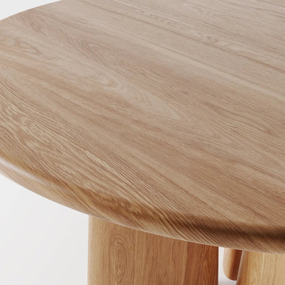 Modern Architectural Round Table in Espresso Wood with Metallic Collar