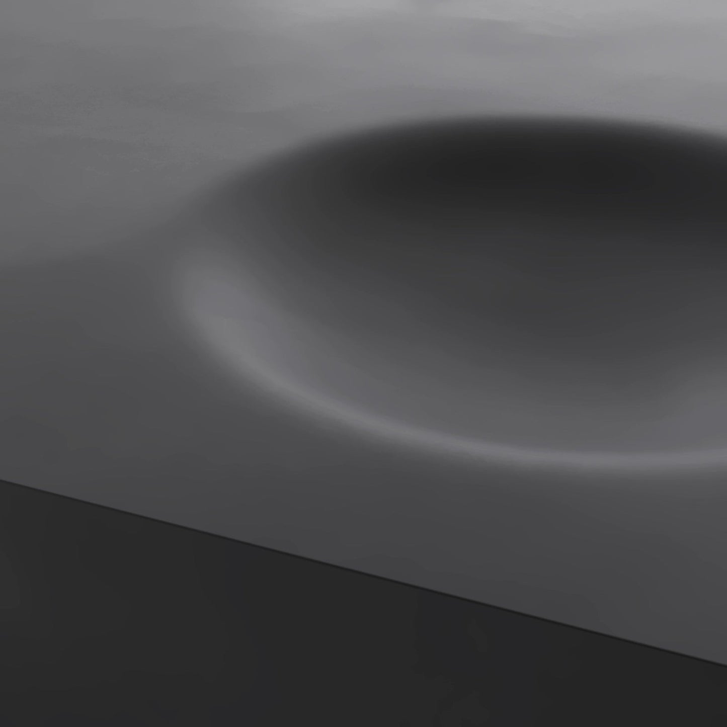 Contemporary Square Matte Black Coffee Table with Integrated Concave Basin