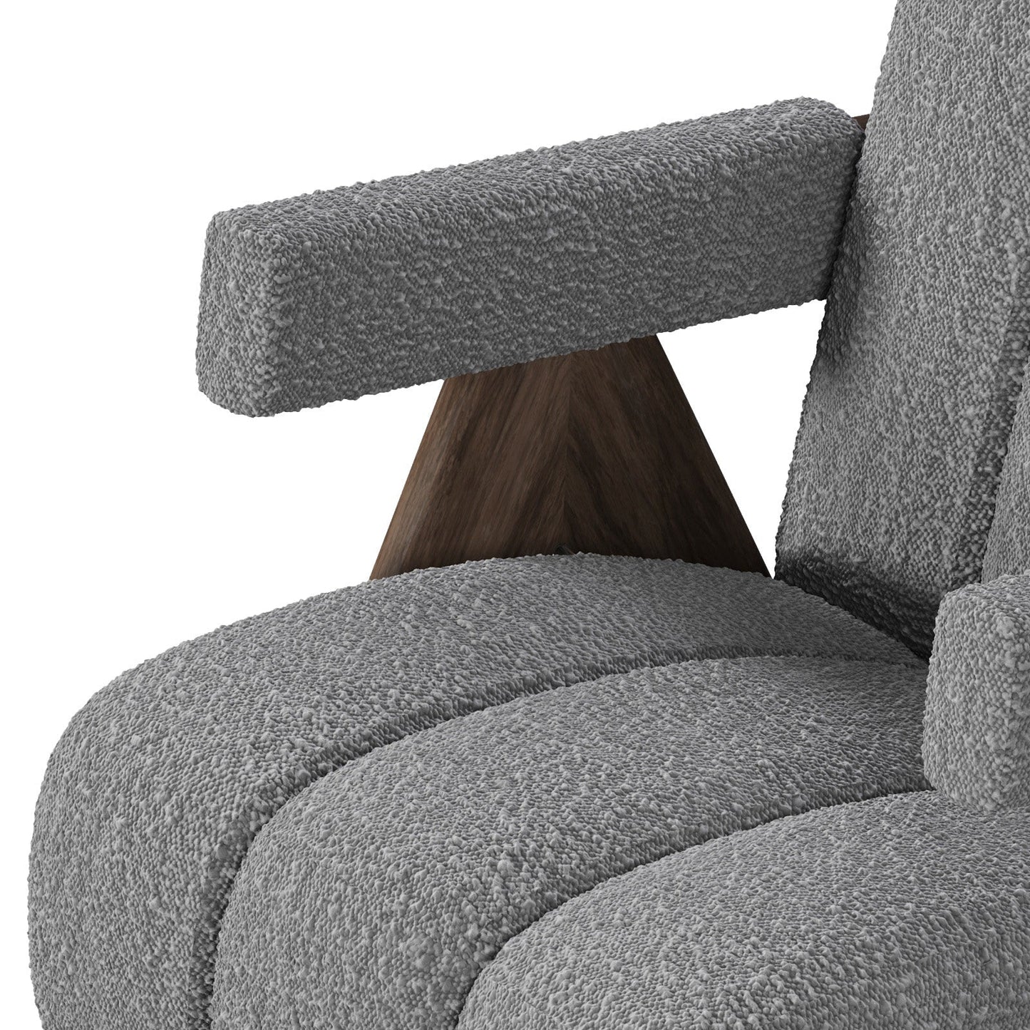 Sculptural Three-Panel Accent Chair with Tapered Walnut Legs