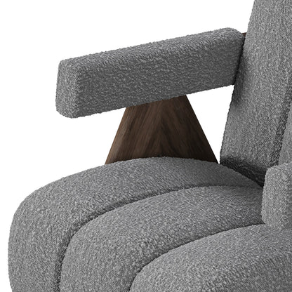 Sculptural Three-Panel Accent Chair with Tapered Walnut Legs