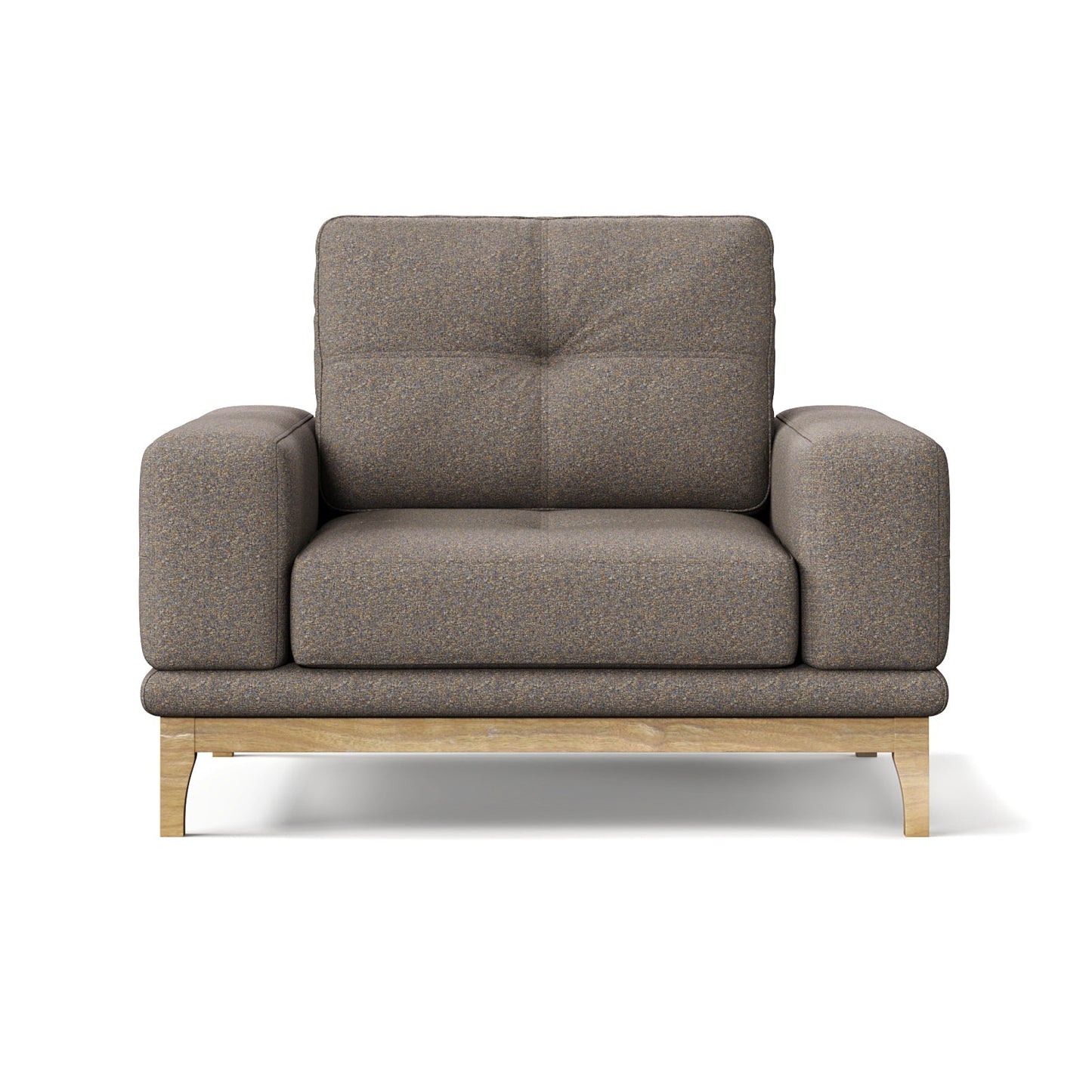 Contemporary Low-Profile Club Chair with Sculptural Wood Frame