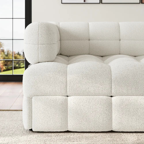 Luxe Ivory Padded-Perimeter Sofa Bed