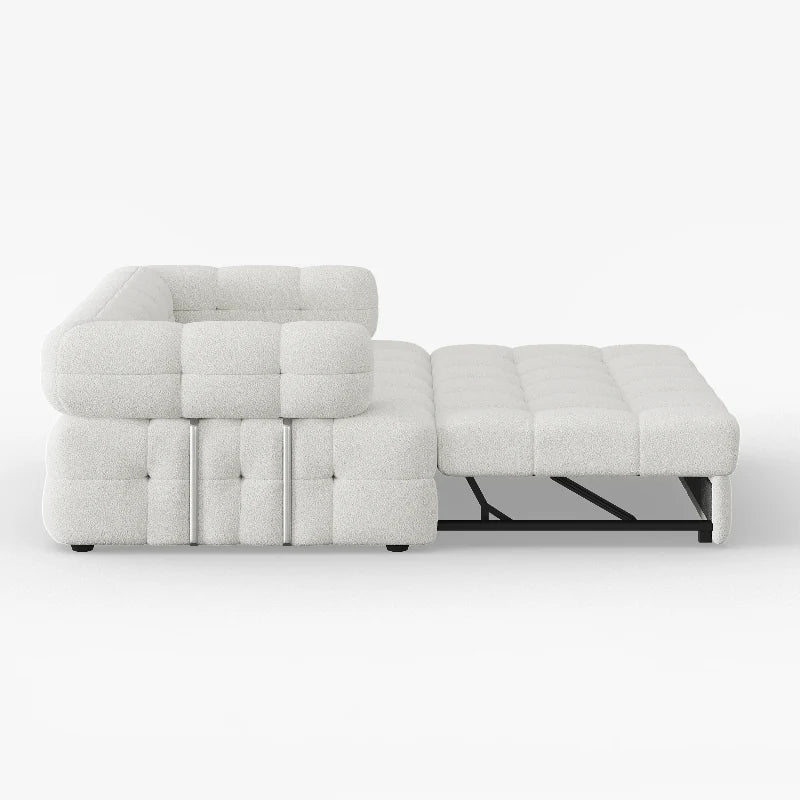 Luxe Ivory Padded-Perimeter Sofa Bed