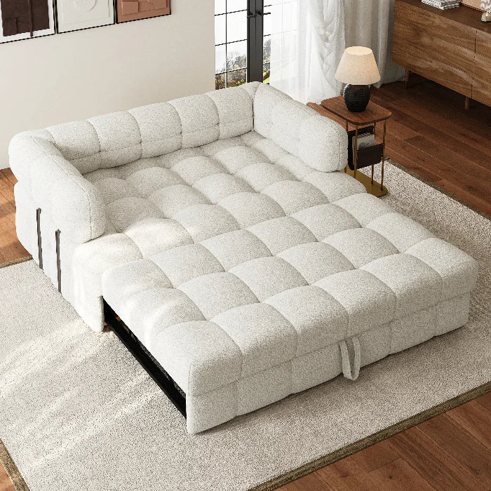 Luxe Ivory Padded-Perimeter Sofa Bed