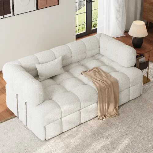 Luxe Ivory Padded-Perimeter Sofa Bed