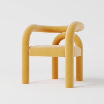 Minimalist Tubular Accent Chair with Geometric Support Silhouette