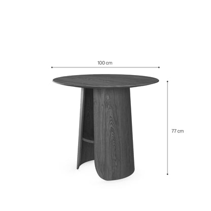 Contemporary Round Natural Oak Dining Table with Fluted Pedestal Base