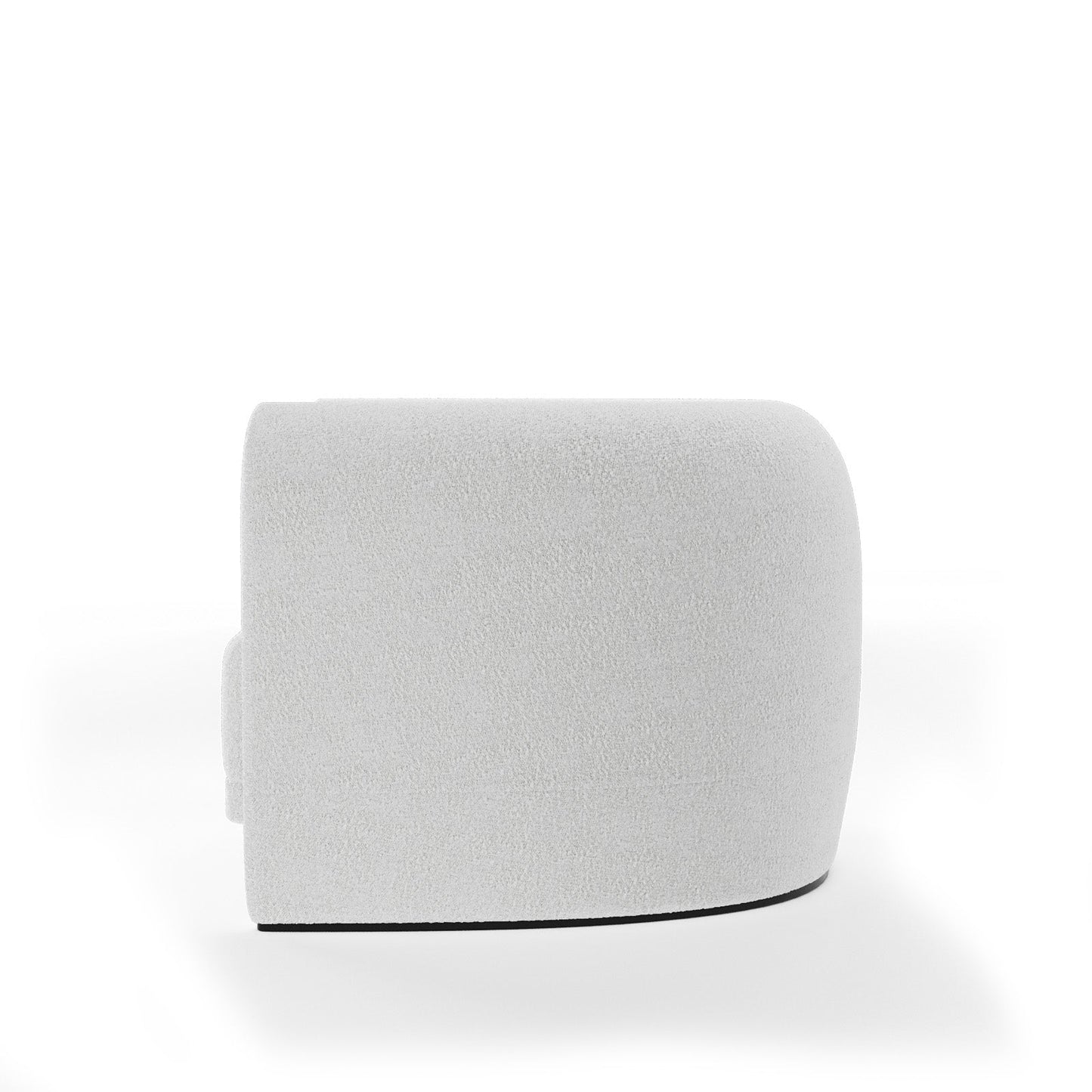 Organic Modern White Bouclé Armchair with Sculptural Wood Base