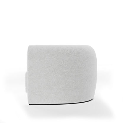 Organic Modern White Bouclé Armchair with Sculptural Wood Base
