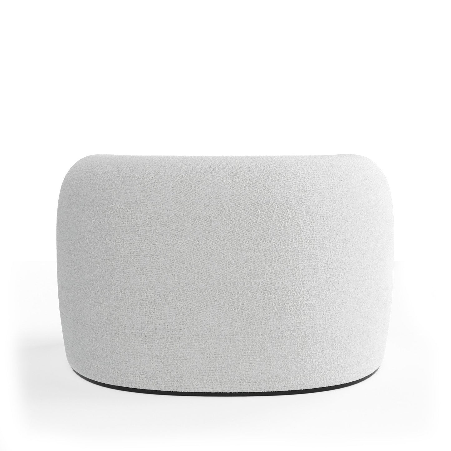 Organic Modern White Bouclé Armchair with Sculptural Wood Base